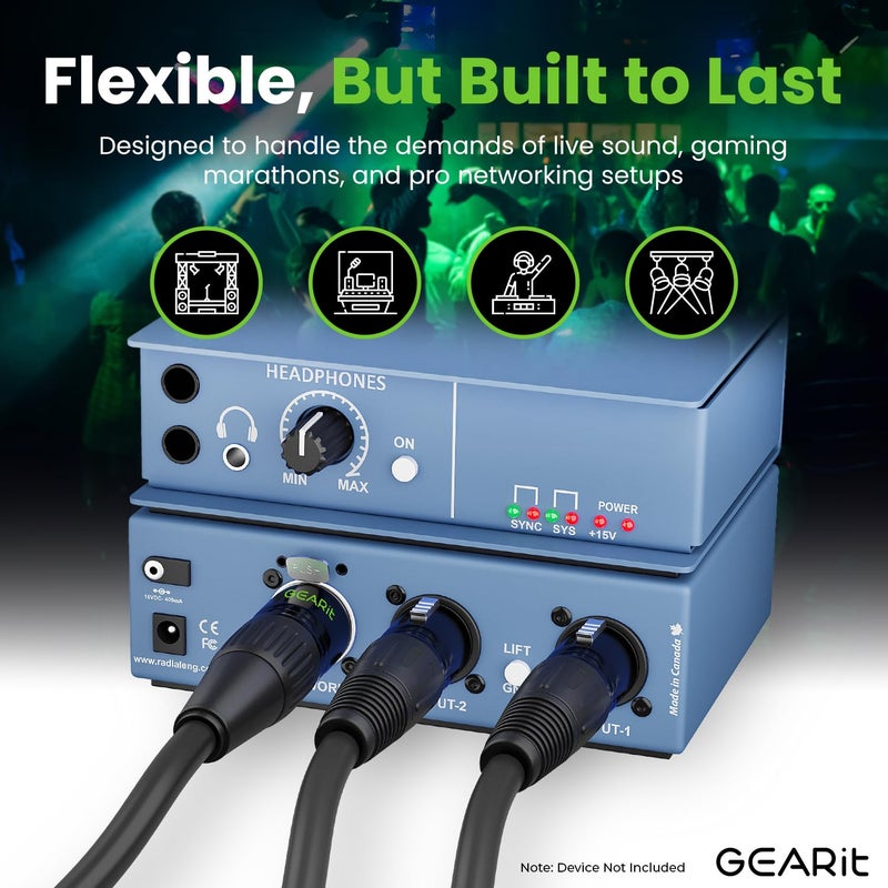 GearIT كابل إيثركون CAT6 محمي (100 قدم) للصوت الاحترافي والإضاءة RJ45 متوافق مع EtherCON للاستوديو والمسرح والحفلات - 100 قدم أسود - Image 3
